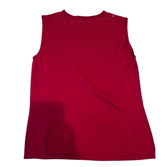 Y2K August Silk Red Sequin 100% Silk Tank Top vintage holiday festive retro 80s - Picture 4 of 9